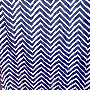Navy Blue and Cream Shower Curtain in ZigZag